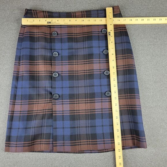 346 Brooks Bothers Size 10 Brown Blue Tartan Plaid Skirt 1034 - Picture 6 of 7